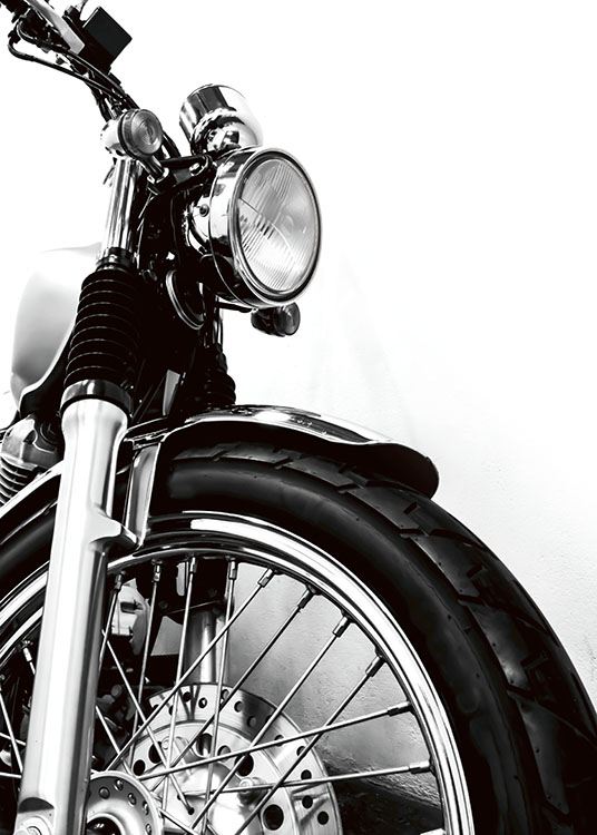Affiche épurée avec moto, photo noir et blanc –