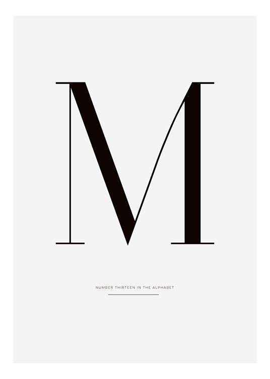 Typography print with a letter, for sleek interior design