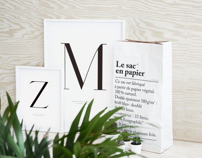 Typografi posters online, minimalistisk inredning