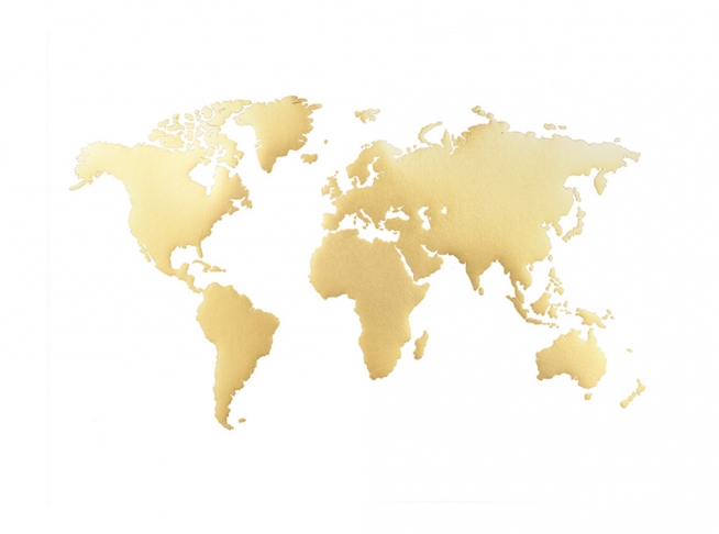World Map Poster, Gold