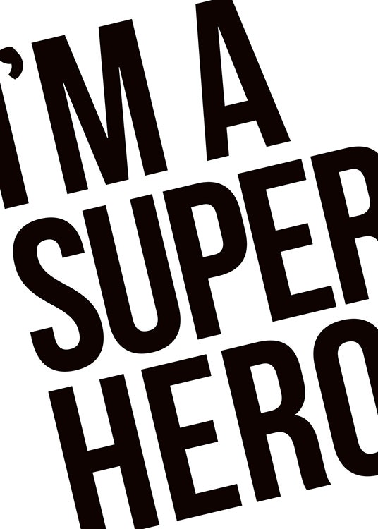 póster con el texto 'Superhero' para la habitación de los niños en línea