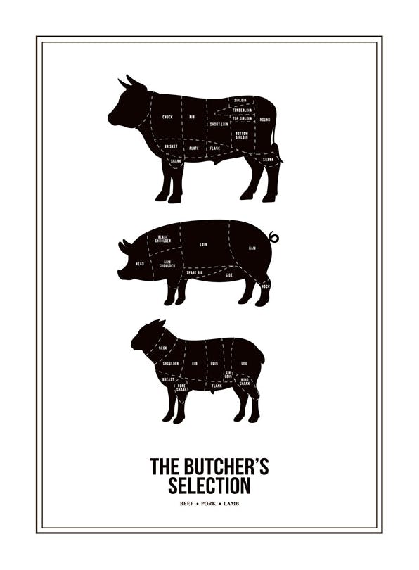 Butchers Selection, Plakat (30x40 cm)- Czarno-białe plakaty