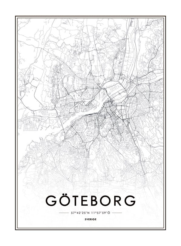 Göteborg, Plakat (50x70 cm)- Plakaty z mapami