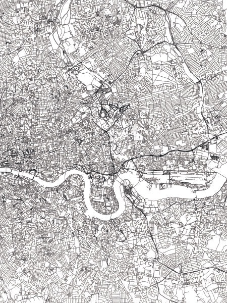 Póster con mapa de Londres en primer plano con elegantes detalles