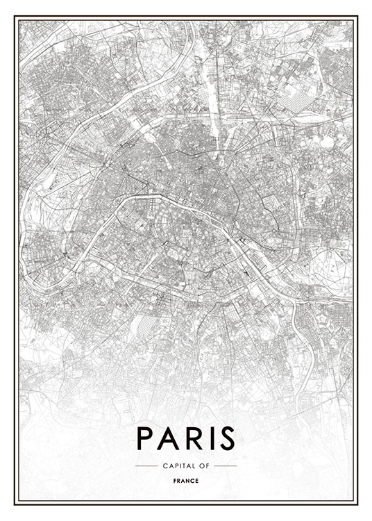 architect Laptop een schuldeiser Poster met Parijs kaart | Zwart wit prints en posters