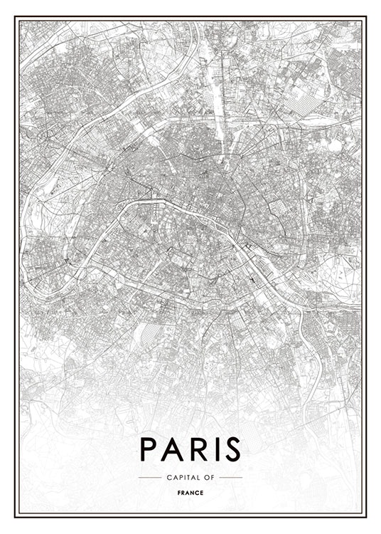 Paris poster och affisch med svartvit vintage motiv