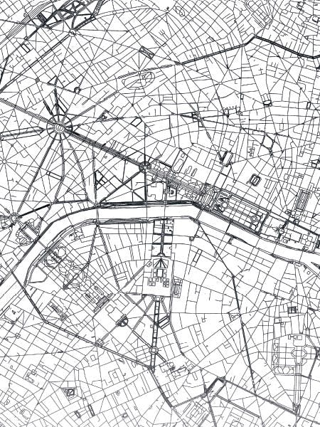 Print con mapa detallado de París en primer plano