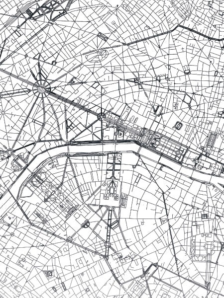 Print con mapa detallado de París en primer plano