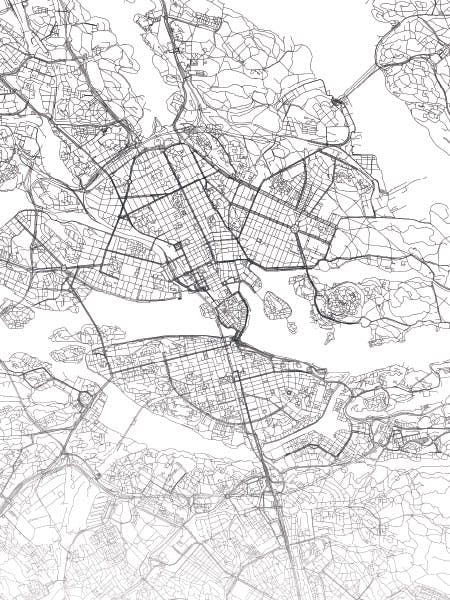 Detaljerad Stockholmskarta tavla i närbild