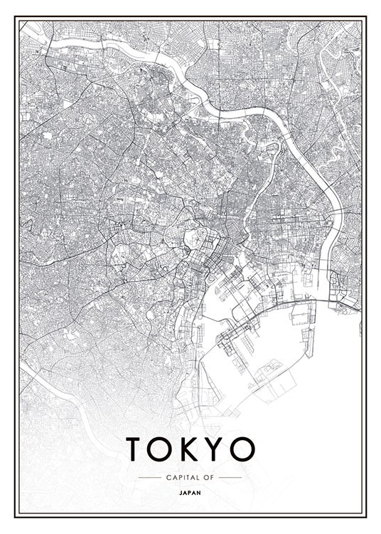 Posters med Tokyo kort, flotte plakater online