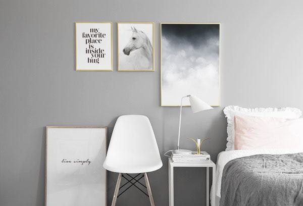 Picture wall with posters and prints. Scandinavian style