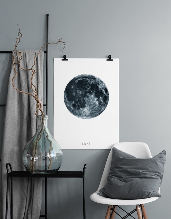 Poster, tavla med månen. Affisch med måne