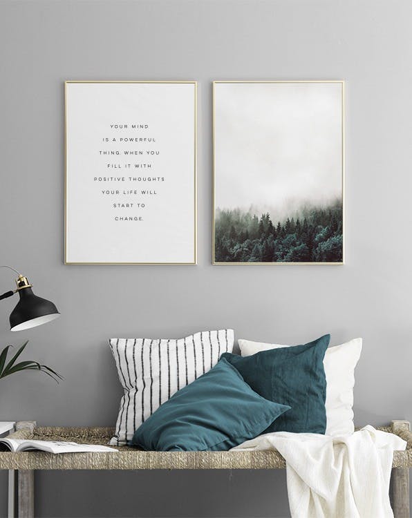 Posters with nature motifs. Stylish prints of leaf and nature. Scandinavian deco