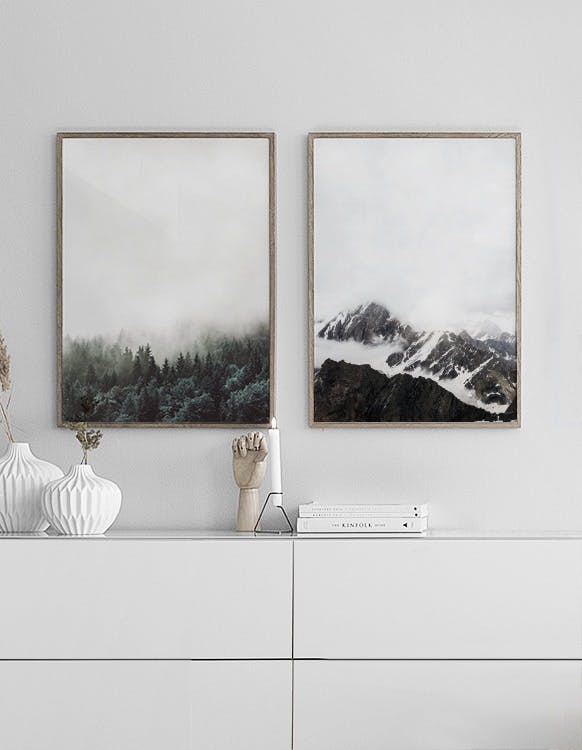 Stylish posters and prints with photo art in gold frames