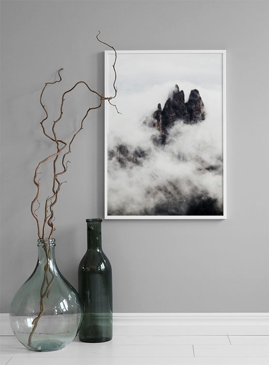 Beautiful poster for Scandinavian interior design. Nature photograph in black an