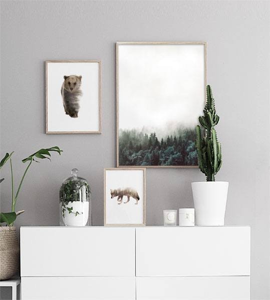 Nordic and Scandinavian interior design with stylish prints and posters in gold