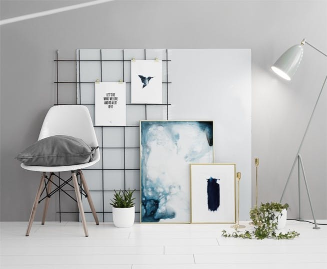 Black and white and blue prints and posters for grey decor online