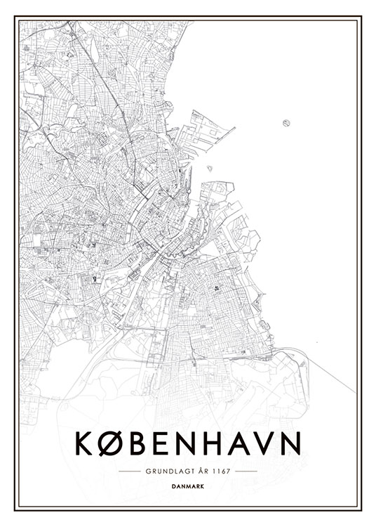 Poster with a map of Copenhagen | print Copenhagen – desenio.eu
