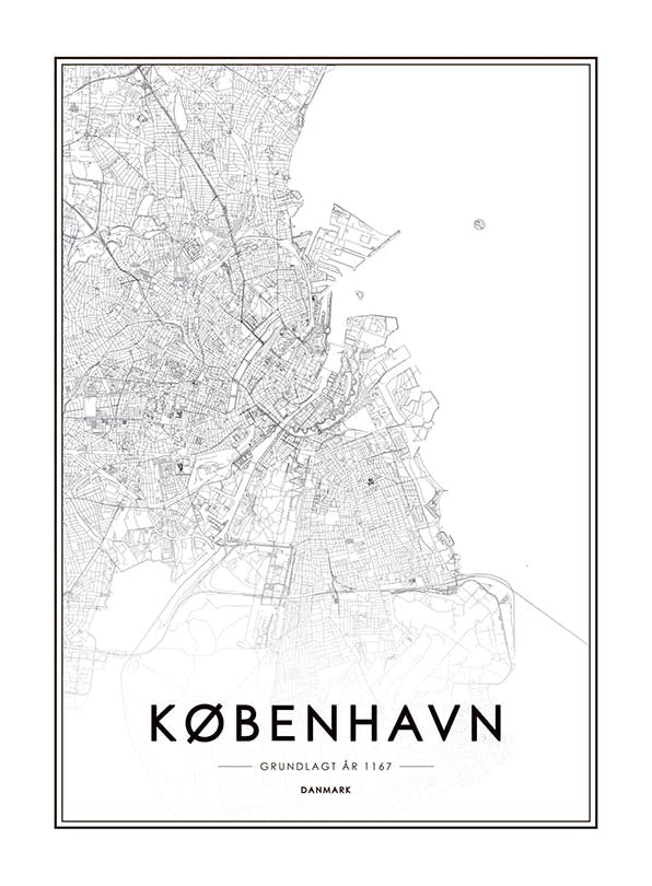 Copenhagen, Plakat (50x70 cm)- Czarno-białe plakaty