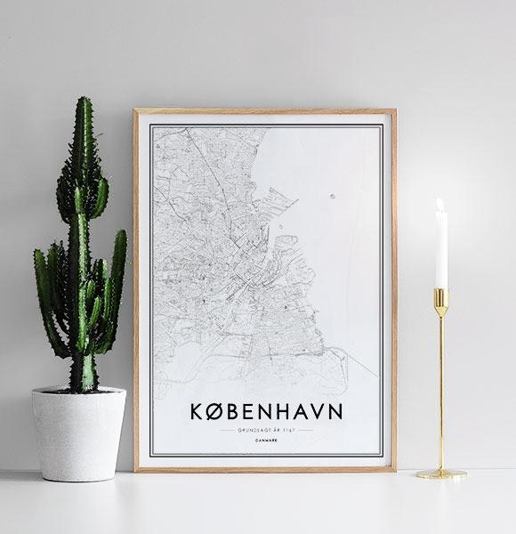 Poster / plakat med København Kart