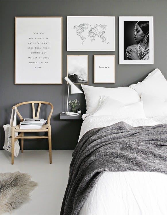 póster en blanco y negro para el dormitorio