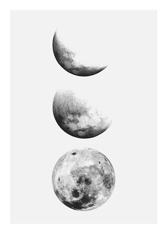 Square Black and White Moon Print, Moon Art, Moon Wall Decor by