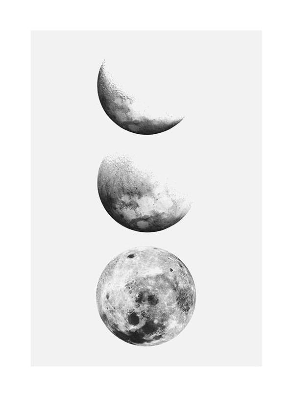 Moon Phase, Juliste (21x30 cm)  Mustavalkoiset julisteet