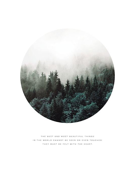 Plakat med fotokunst af skov og natur, plakat til en nordisk indretning