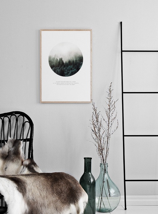 Scandinavian posters. Nordic art with nature in black and white
