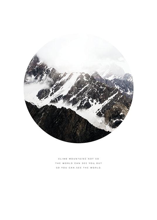 Poster mit Bergen und Schnee für eine Einrichtung mit Naturmotiven