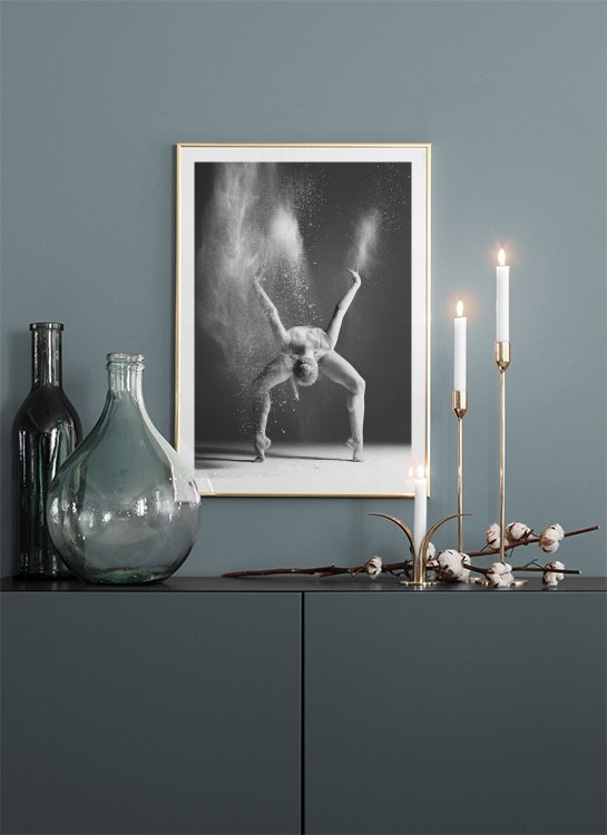 Black and white prints with photo art of dancer