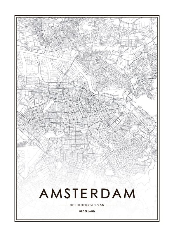 Amsterdam Map, Print (30x40 cm)- Maps & cities posters