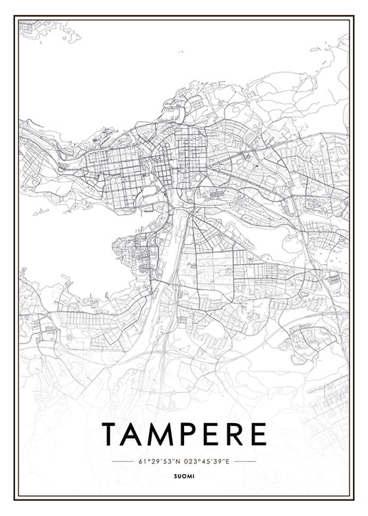 Tampere-juliste kartalla ja tekstillä