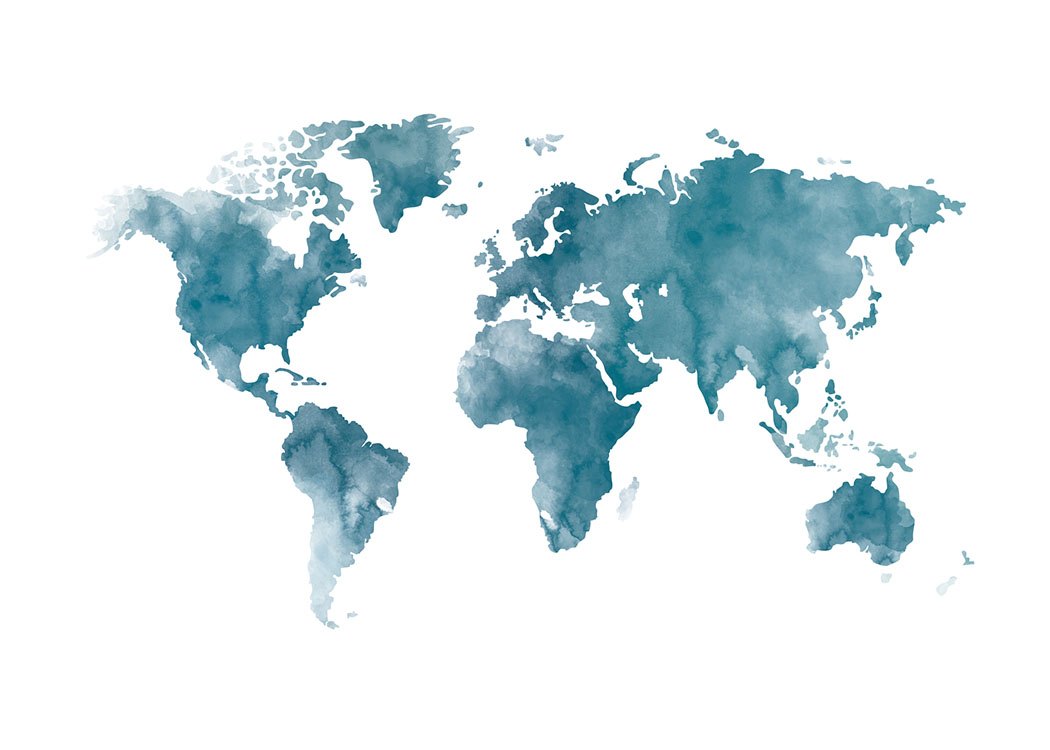 World Map Blue, Poster