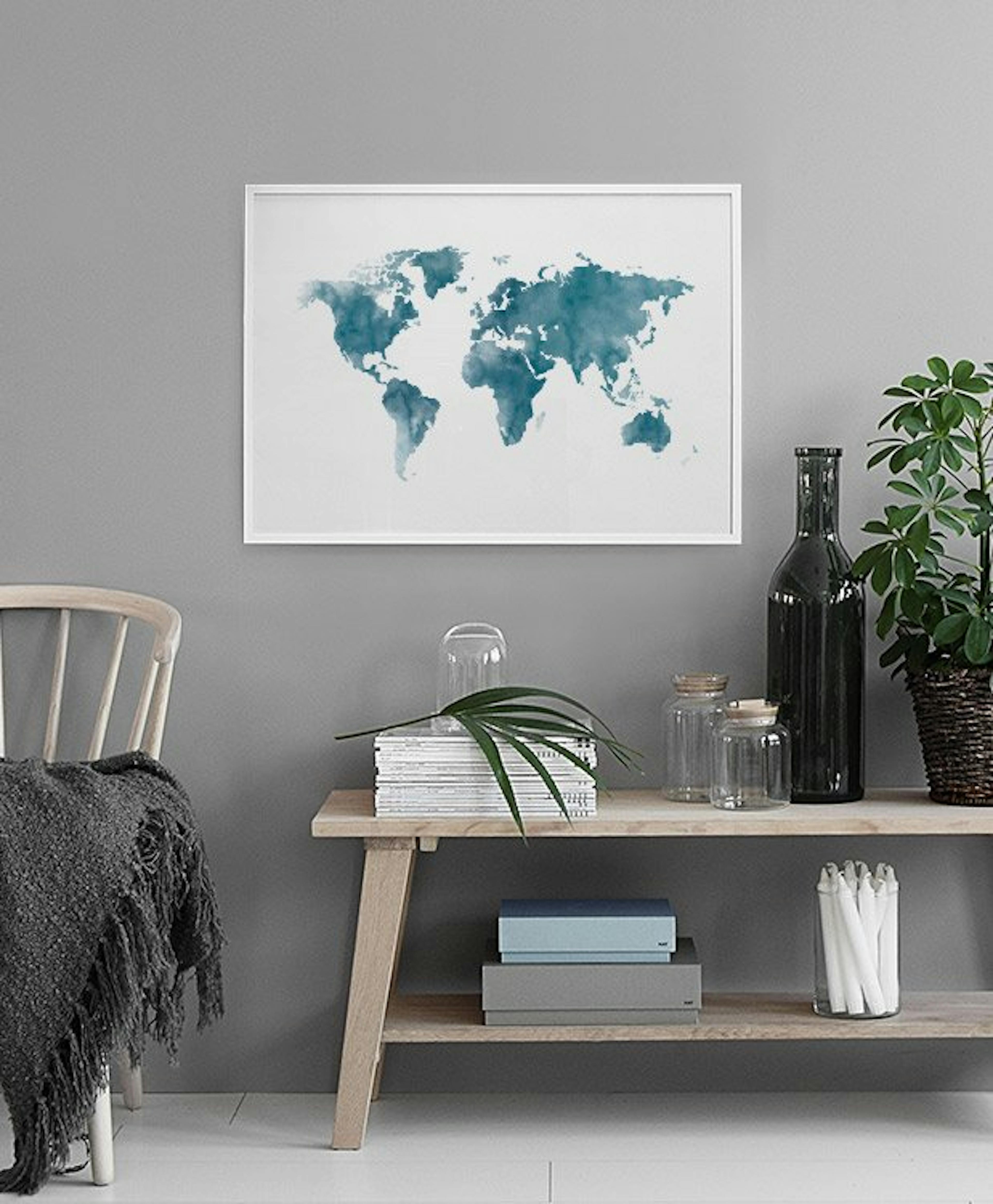 World Map Blue, Print