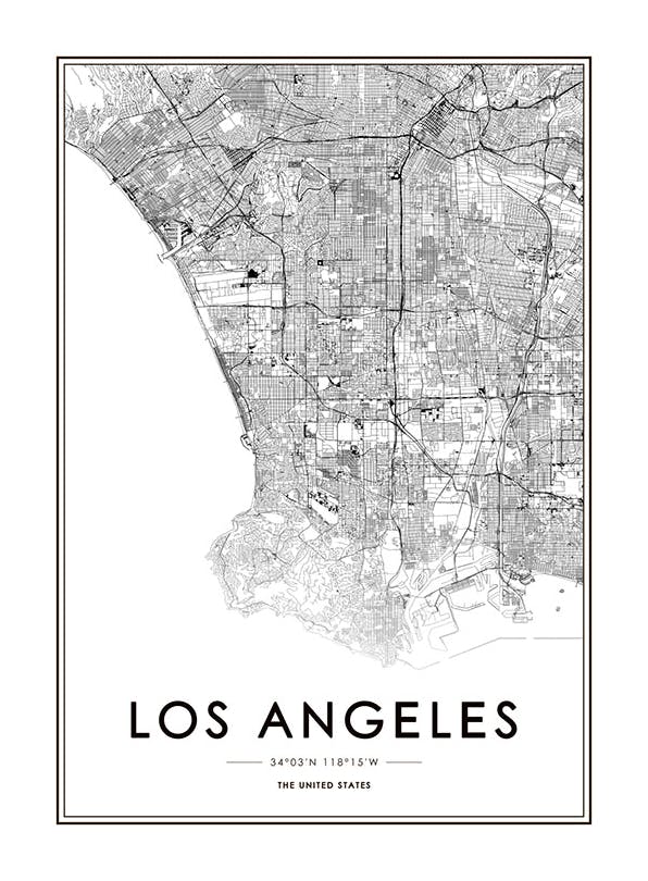 Los Angeles Map Poster (30x40 cm)