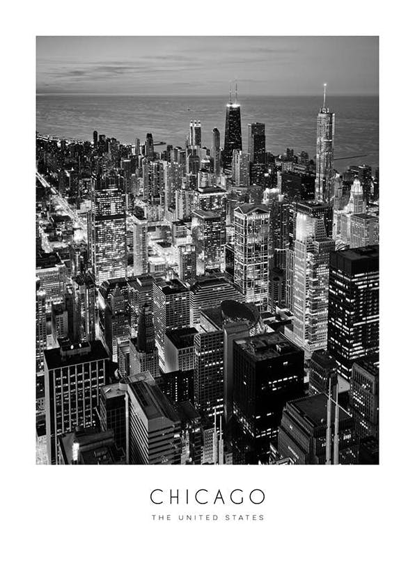 Chicago Plakat (30x40 cm)- Czarno-białe plakaty