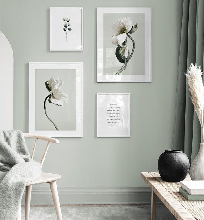 Green pastel gallery wall