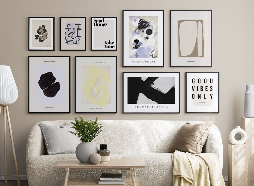 Abstract Pastels gallery wall