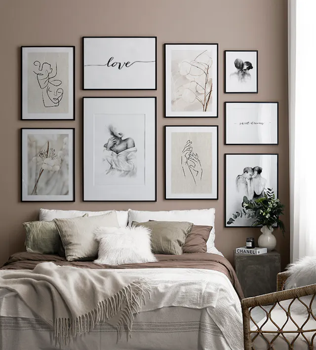 Bedroom inspiration | Posters and art prints in picture walls and collages