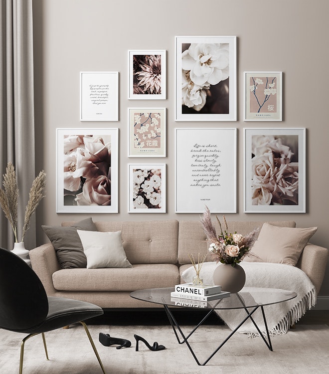 Dusty Pink Roses gallery wall