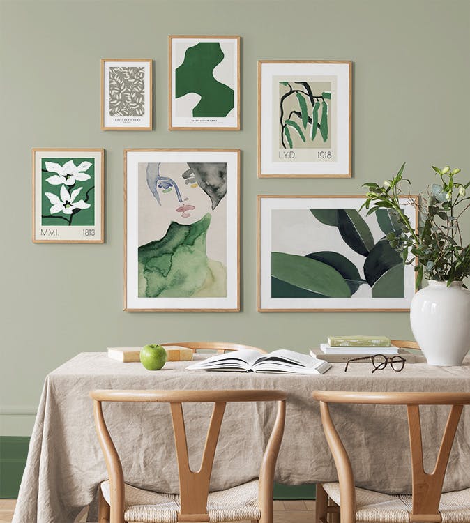 Fresh green gallery wall