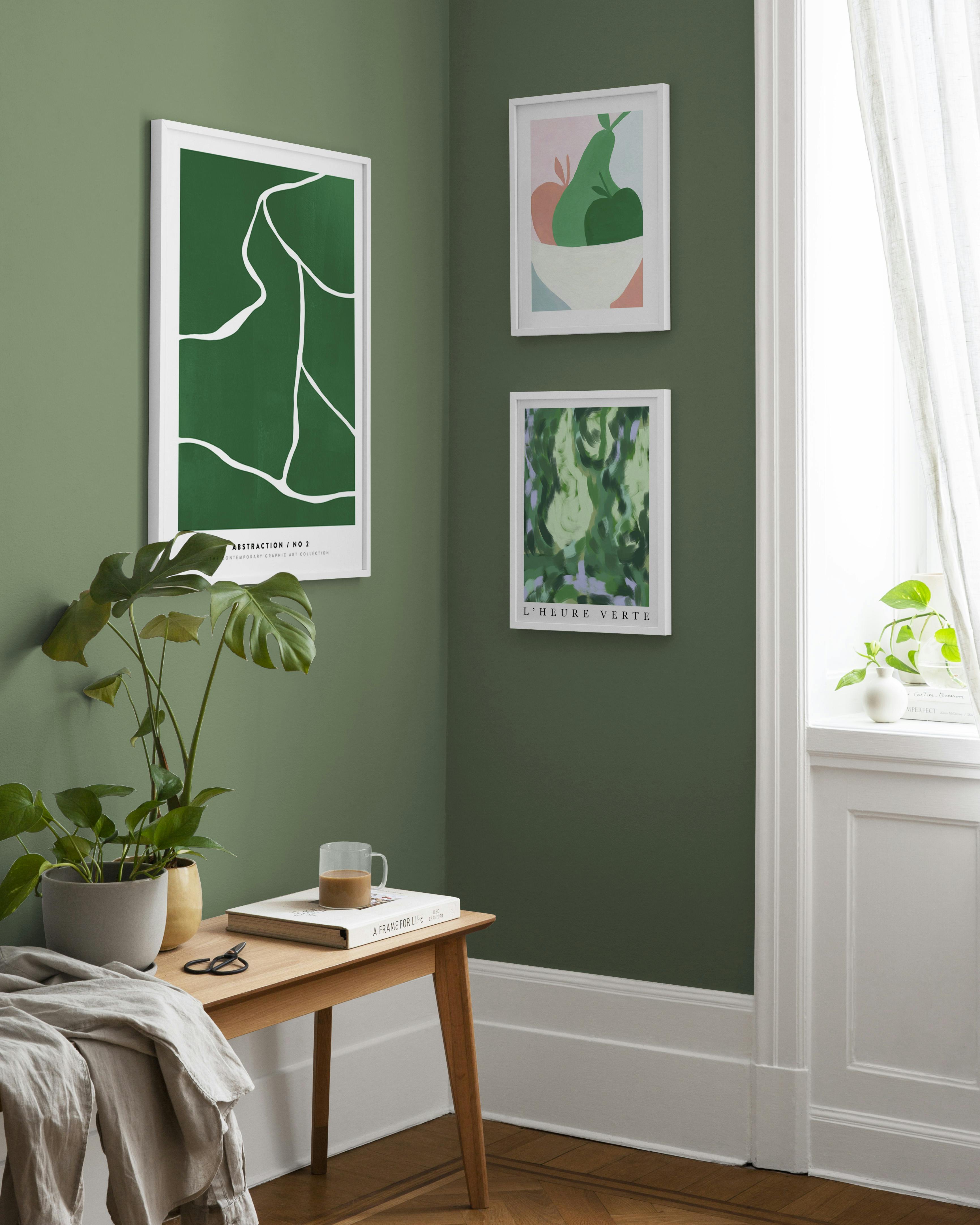 All green gallery wall