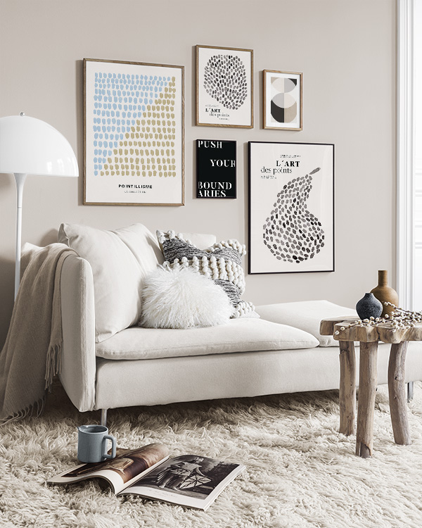 Mixed Art Prints With A Dotted Theme, Art For Living Room Uk