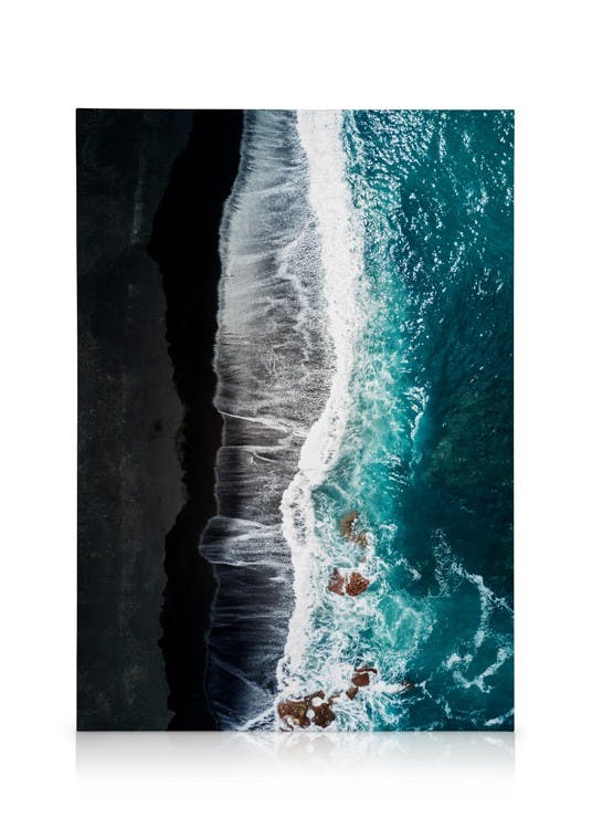 Canvas Prints Black Beach Above Canvas print (30x40 cm - Black Frame)