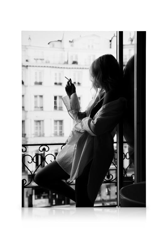 Smoking in Paris Toile (30x40 cm - Cadre noir) - Toiles