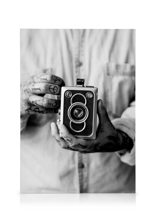 Canvastavlor Vintage Camera Canvastavla (50x70 cm - Svart ram)