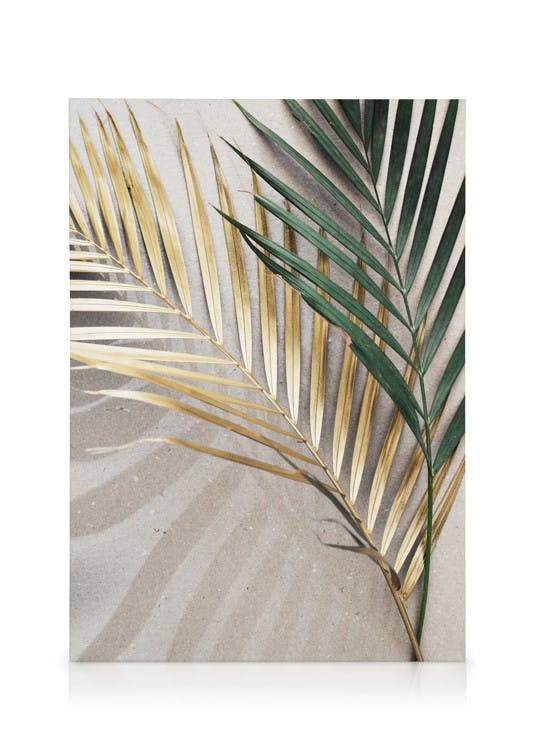 Golden Leaves Toile (50x70 cm - Cadre de chêne) - Plantes vertes