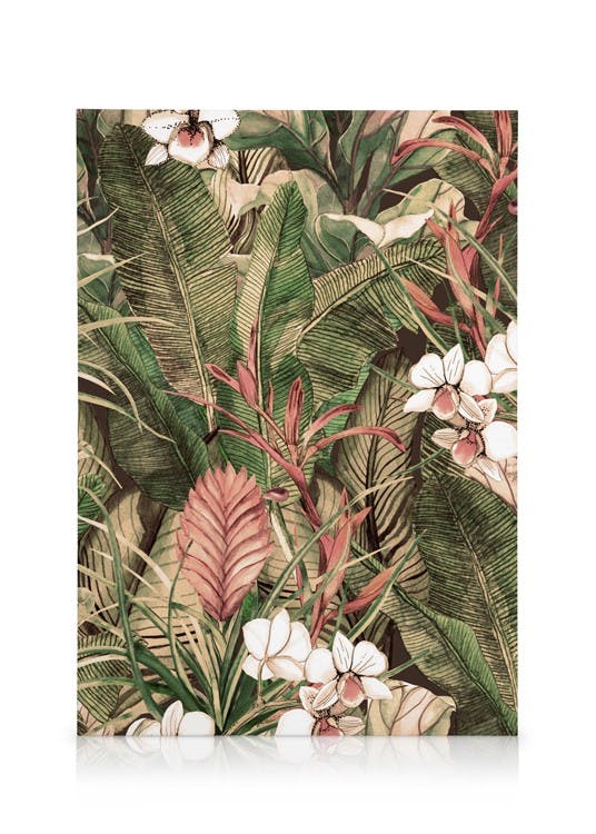 Botanical Pattern No1 Tableau sur toile (50x70 cm - Cadre de chêne) - Plantes vertes