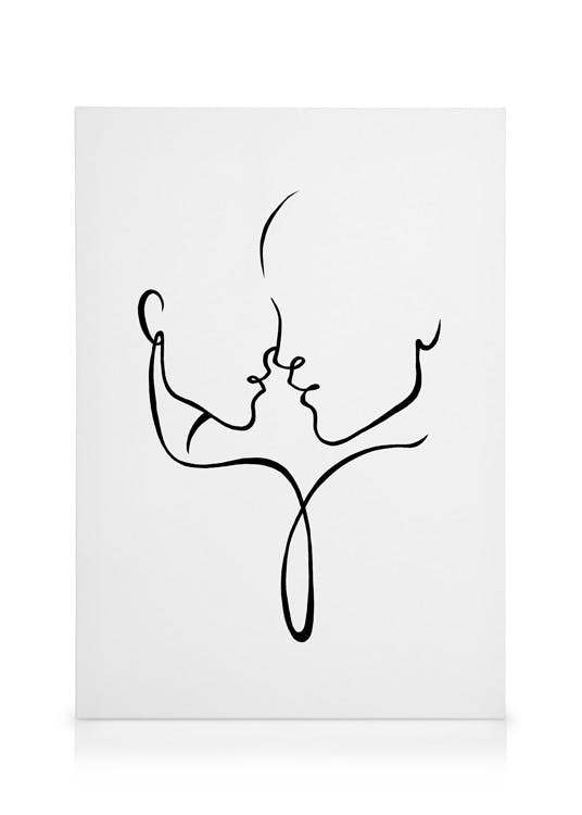 Canvas Prints Almost Kiss Canvas print (30x40 cm - Oak Frame)